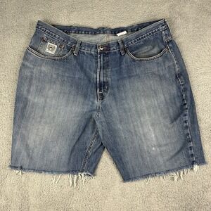 Cinch Denim Shorts Mens 42 Blue Distressed Cutoff Jorts 9" Western Cowboy Wear